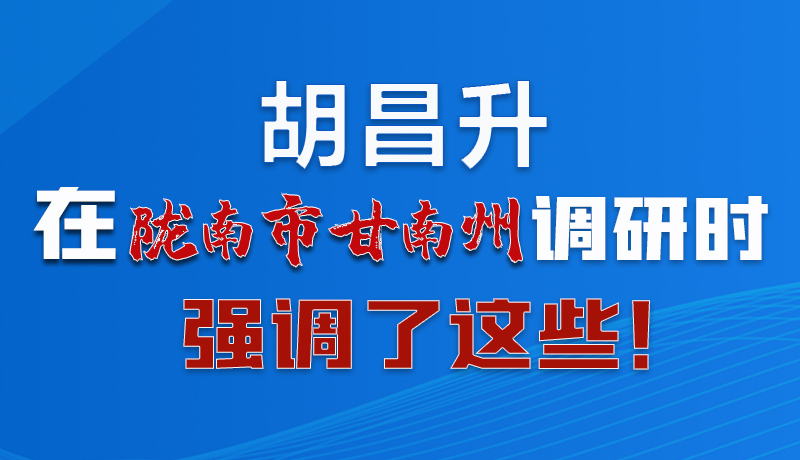 圖解|胡昌升在隴南市甘南州調(diào)研時強(qiáng)調(diào)了這些！