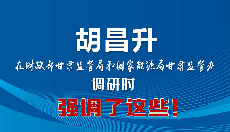 圖解|胡昌升在財政部甘肅監(jiān)管局和國家能源局甘肅監(jiān)管辦調(diào)研時強調(diào)了這些！