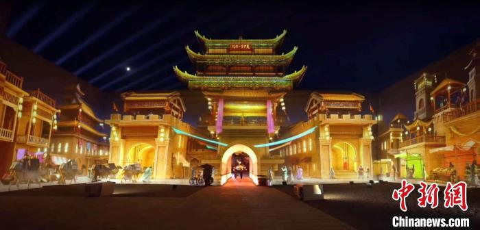 2024年7月15日，甘肅嘉峪關(guān)開(kāi)啟“夜游”模式。圖為夜游燈光劇《天下嘉峪關(guān)》光影效果。(甘肅嘉峪關(guān)關(guān)城景區(qū)供圖)
