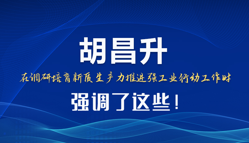 圖解|胡昌升在調研培育新質生產力推進強工業(yè)行動工作時強調了這些！